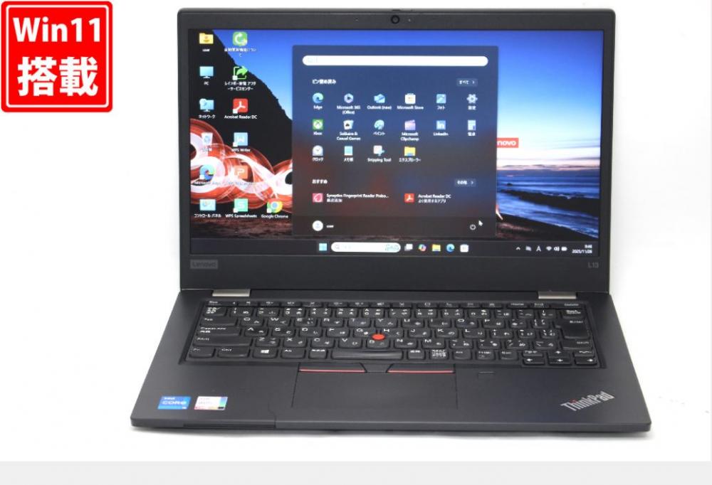 中古 フルHD 13.3型 Lenovo ThinkPad L13 Gen2 Type.20VS Windows11 第11世代 i5-1135G7 16GB NVMe 256GB-SSD カメラ 無線 Office付き 中古パソコン 管:0930v