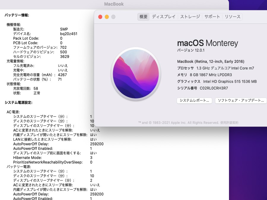 即日発送可 充放電回数58回 良品 2K対応 12インチ Apple MacBook A1534 Early 2016 macOS 12 Monterey Corem7-6Y75 8G 超高速SSD512G カメラ 無線 中古 パソコン 正規版Windows10追加可能